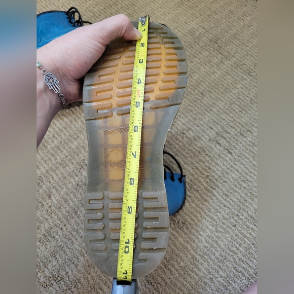 Y2K turquoise leather flower embossed Pascal combat boot dr martens docs htf - Picture 4 of 16